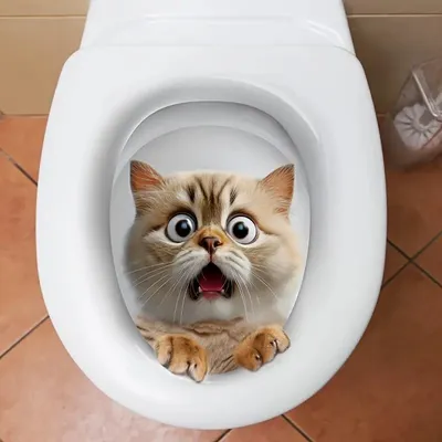 Produktbild von GKA WC Deckel Aufkleber erschrockene Katze Toilettendeckel Tattoo selbstklebend Toilette Toilettendeckelaufkleber