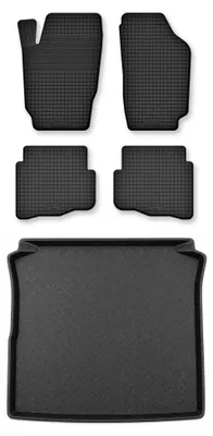Zdjęcie produktu dla Dywaniki gumowe + mata bagażnika do Seat Cordoba II 2002-2009 (sedan) – czarne, dobierane – Wielganizator Semi-Universal