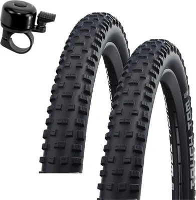Produktbild von 2 x Schwalbe Tough Tom Fahrradreifen K-Guard Pannenschutz Fahrrad Mantel Decke 57-584 (27,5 x 2,25") inkl. Fahrradklingel