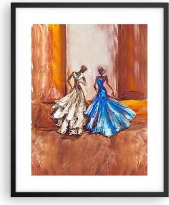Produktbild von Gerahmtes Poster - Schwarzer Rahmen - Frauen Kleider Öl - 40x50 cm - Wand Bild - Wanddeko - Wandbilder - Kunstposter - Wandposter - Bilderrahmen - Bilder - Kunstdruck - Wandbild - P2BPA40x50-4172