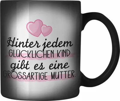 Produktbild von Trendation - Mama Farbwechsel Zauber-Tasse Geschenk für Mutter von Kinder Sohn Tochter Muttertag Muttertagsgeschenk Beste Mama Danke Weihnachten Geburtstag Lustig (Schwarz)