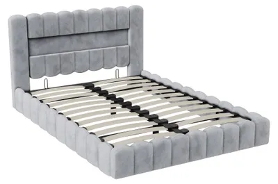 Zdjęcie produktu dla Rama łóżka - Łóżko obite tkaniną - Łóżko dwuosobowe - Stelaż łóżka - Przestrzeń do przechowywania - 180x200 cm - Obicie