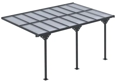 Produktbild von Pergola Pavillon 4.35 x 3.02 m Gartenpavillon Überdachung Zelt 231-250 cm höhenverstellbar Sonnenschutz Terrassendach Anbaupavillion Aluminium Grau