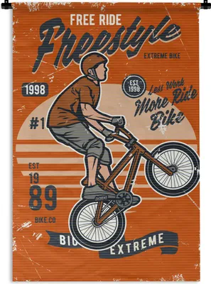 Produktbild von MuchoWow® Wandteppich Wandbehang Fahrrad - Männer - Retro 60x90 cm Tapisserie Dekoration Wandtuch - Foto-Teppich - Abwaschbar