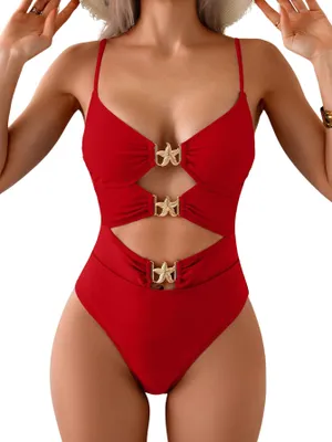 Productafbeelding van Eomenie: Één-delig badpak voor dames, monokini, y badpak, badpak met metalen details