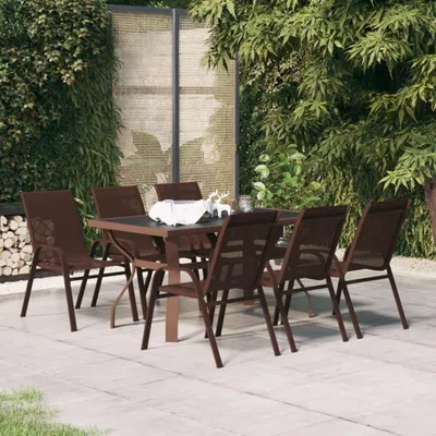 Produktbild von vidaXL 7-tlg. Garten-Essgruppe Braun und Schwarz