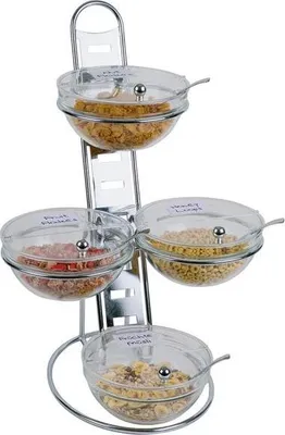 Produktbild von APS 11598 Buffetleiter BIG, Höhe 66 cm, inkl. 4 Glasschalen á 2,5 Liter mit Schutzdeckel