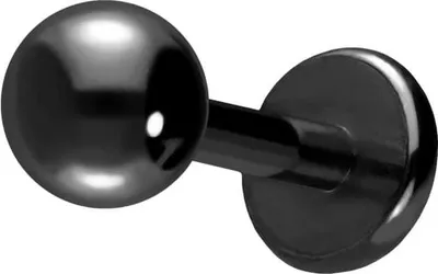 Produktbild von Ohrpiercing, Nasenpiercing Titan Labret Schwarz Stablänge: 6mm + Stabstärke: 1mm + Kugelgröße: 3mm
