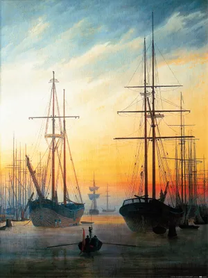 Obrázek produktu pro Caspar David Friedrich Art Print Obraz - Pohled na přístav, 1815-16 (80 x 60 cm)