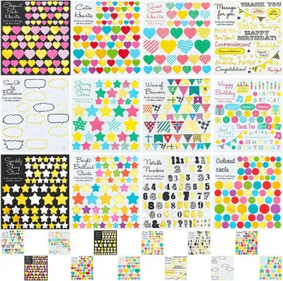 Obrázok produktu pre Nálepky do diára 24 kusov, doplnky pre bullet journal, samolepiace, farebné, pre kalendár