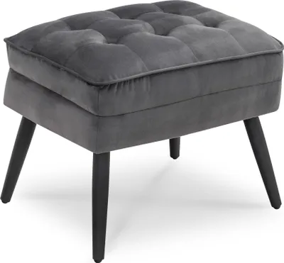 Produktbild von MCombo Gepolsterter Sitzhocker Fußstütze Samtbezug, Ottoman Schminktisch mit Metallbeinen,Eleganter Hocker für Wohnzimmer Schlafzimmer,Quadratisch 37 * 40 cm, 7278(Grau)
