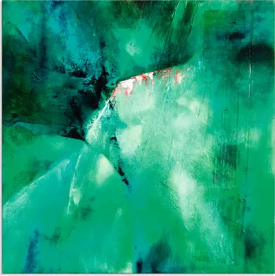 Produktbild von ARTland Glasbild Abstrakte Komposition grün, rot Größe: 50x50 cm