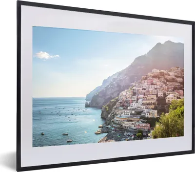 Produktbild von MuchoWow® MuchoWow® Gerahmtes Poster Italien - Felsen - Häuser 60x40 cm - Poster mit zchwarzem Bilderrahmen - Schlafzimmer - Plakat in Rahmen - Drucken