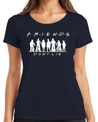 Produktbild von FRIENDS DON'T LIE Stranger Kids Fahrräder 80er Retro Hawkins Elf Damen T-Shirt, Navy, XXL