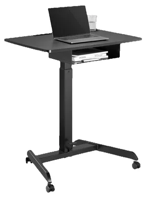 Obrázek produktu pro Stůl pro notebook – Výškově nastavitelný počítačový stůl – Se zásuvkou – Výška až 113 cm – Nosnost 8 kg – Podložka pro klávesnici – Kolečka – Černá barva