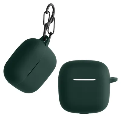 Image de Étui de protection kwmobile pour Huawei FreeBuds SE2 / SE3 - Étui en TPU et silicone pour boîtier de recharge d'écouteurs - Coque résistante aux chocs avec mousqueton - Vert foncé