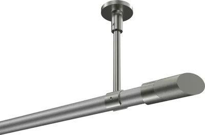 Produktbild von Interdeco Gardinenstange / Vorhangstange Silbergrau / Edelstahl-Optik, Typ Sonette Verano (Schräge Bicolor) ohne Ringe, Deckenmontage, 20 mm Ø 1-läufig, 240 cm
