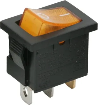 Immagine prodotto di 5x Interruttore a bilanciere illuminato nero con LED giallo – Interruttore a bilanciere da incasso OFF/ON 250V 6A – Interruttore SPST unipolare con simbolo IO – Per apparecchi elettrici e quadri elettrici – Unità di vendita 5 pezzi [09019SA]