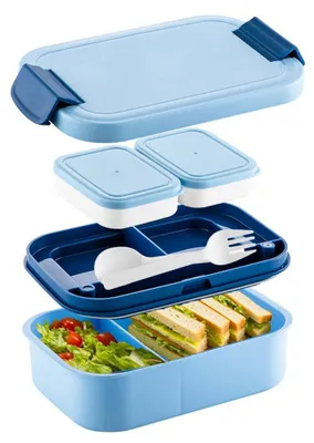 Produktbild von Lunchbox, Bento-Box, Lunchbox für Kinder und Erwachsene, auslaufsichere 1900-ml-Lunchbox, Lunchbox mit Besteck und Soßenbehälter für Schule, Picknicks und Reisen