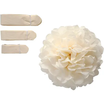 Produktbild von Seidenpapier-Pompons, Naturweiß, D 20+24+30 cm, 16 g, 3 Stk/ 1 Pck