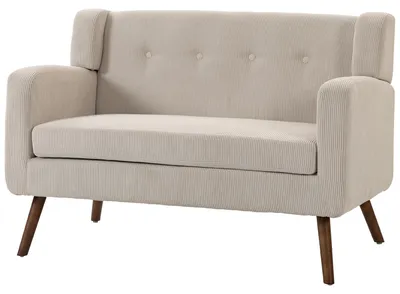 Produktbild von HOMCOM Sofa 2 Sitzer 118 cm Couch mit Cord-Optik, Knopfheftung, Holzbeinen