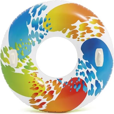 Produktbild von INTEX Schwimmring 122 cm, Regenbogenfarben, 2 Haltegriffe, 2 Luftkammern, phthalatfrei, bis 100 kg, ab 9 Jahren
