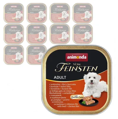 Zdjęcie produktu dla Animonda Vom Feinsten Adult 11x150g Mokra Karma Dla Psa z Wołowiną i Filetem z Kurczaka