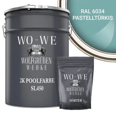 Produktbild von 2K Poolfarbe Poolbeschichtung Schwimmbadfarbe SL450 Pastelltürkis wie RAL 6034 - 10Kg