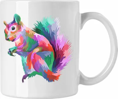 Produktbild von Trendation - Eichhörnchen Tasse Polygon Grafik Geschenk Grafiken Bunt (Weiß)