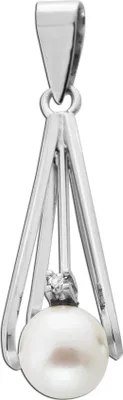 Produktbild von Perlenanhänger Weißgold 585 14K Akoyaperle Diamant 0.03ct Antikschmuck