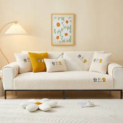 Produktbild von (90cm*180cm,Weiß) Sofakissenbezug Sofakissen aus Lammsamt Rutschfester Sofabezug Atmungsaktiv Sofaschutz für Schlafzimmerteppich Bodenpolster Tisch- und Stuhlmatten