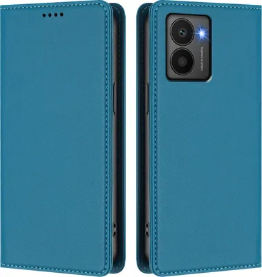 Produktbild von Handyhülle für HMD Fuison, Kunstleder Klapphülle Stoßfeste Magnetische Hülle mit Ständer Blau