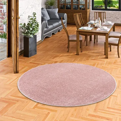 Produktbild von Hochflor Velours Teppich Luna Altrosa Rund, Größe:240 cm Rund