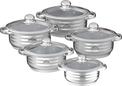 Produktbild von Homelux Topfset induktion Edelstahl Kochtopf 10-teilig mit Glasdeckel für alle Herdarten
