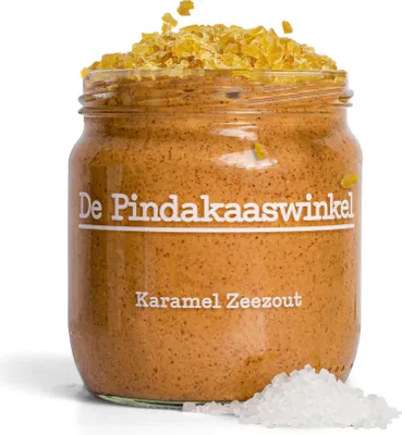 Produktbild von De Pindakaaswinkel Erdnussbutter / Karamell-Meersalz / 2x420g (840g) / peanut butter