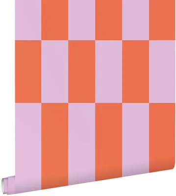 Immagine prodotto di ESTAhome carta da parati striscia lilla e rosso corallo 50 x 900 cm