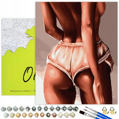 Produktbild von Oh Art! Malen nach Zahlen Set für Erwachsene - Frau Akt – Erotisches Bild 40 x 50 cm Leinwand mit Holzrahmen, 23 Acrylfarben & 3 Pinsel, DIY