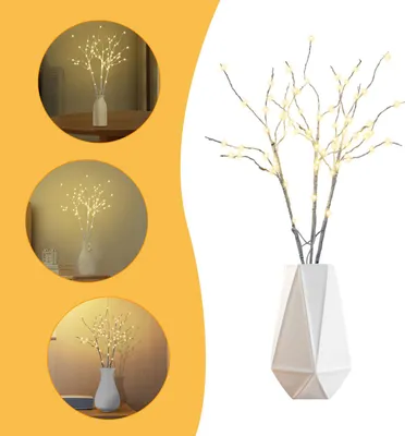Productafbeelding van Jayseuw LED-lichttakken, set van 3, 50 cm, decoratieve verlichting voor binnen en buiten, geschikt voor kerstversiering
