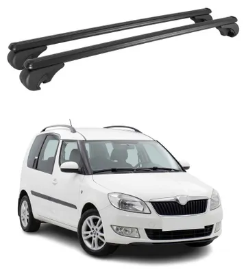 Image de Barres de toit Transversales pour Skoda Roomster 2006-2015 Aluminium Noir 2x, Image générée par une IA