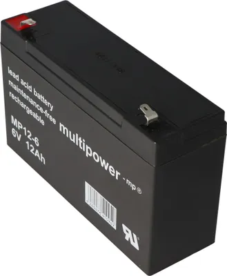 Produktbild von Multipower MP12-6 Blei Akku mit 4,8mm Faston Stecker 6V, 12Ah