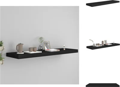 Zdjęcie produktu dla vidaXL Półka pływająca czarna 90x23,5x3,8 cm MDF - Półki ścienne