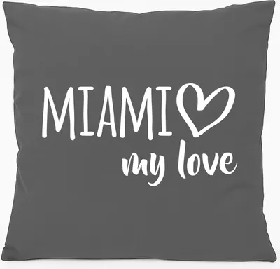 Produktbild von Huuraa Kissen Miami my love 40x40cm mit Füllung Steel Grey Baumwolle Dekokissen Geschenkidee