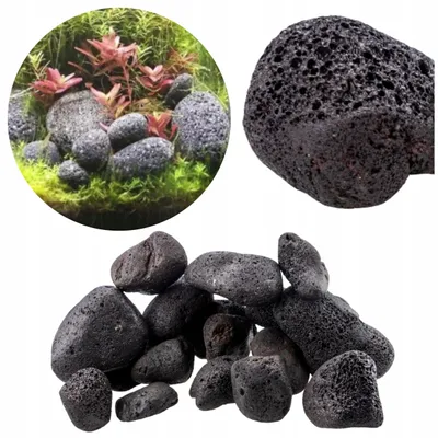 Produktbild von Aquarium Steine Lava Otoczak Black, 1 kg, schwarze Aquariumsdeko und Natursteine für Aquascaping, Zierfische und Süßwasserbecken