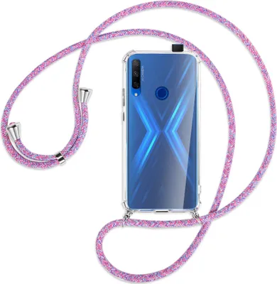 Produktbild von Handykette Backcover-Schutzhülle mit Band (Metall silberfarben) für Honor 9X / 9X Premium - lila/rosa/blau
