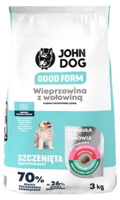 Zdjęcie produktu dla John Dog GOOD FORM SZCZENIAK wieprzowina z wołowiną Karma sucha dla psa 3 kg