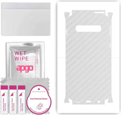 Produktbild von apgo Rückseite + Seiten Schutzfolie, Skin, kompatibel mit Samsung Galaxy S10, Hinten Displayschutzfolie aus Vinylfolie, kratzfest, einfache Montage - Transparenter Kohlenstoff