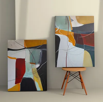 Produktbild von Wallity, 2KNV4354 - 50 x 70, Dekoratives Leinwandgemälde (2 Stück), Mehrfarbig, 100 % LEINWAND, 50 x 70 cm