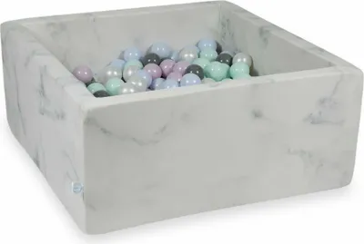 Immagine prodotto di Piscina di palline 90x90x40 in marmo - Con 400 palline / menta chiaro, rosa baby perla, blu baby perla, perla, grigio