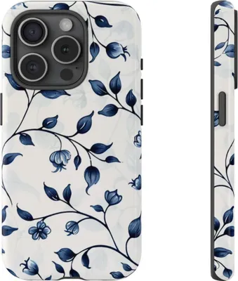 Produktbild von Blaue Rankenblüten – Hülle Kompatibel mit iPhone 15 Pro