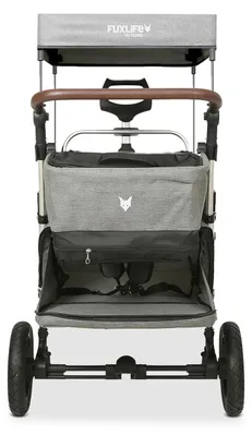 Produktbild von FUXLIFE by FUXTEC Bollerwagen FX-CTL950 Premium Grau - Premium faltbar  Kinder Transportwagen mit Sonnendach  5-Punkt-Gurte  mit Kühltasche Premium Grau